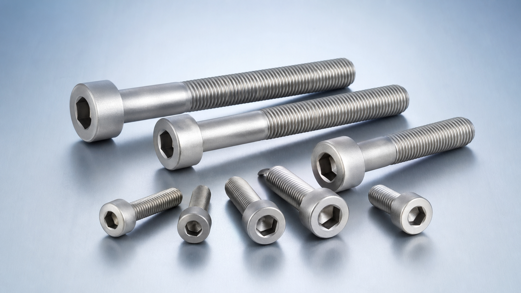 Titanium socket head cap screws in assorted diameters and lengths