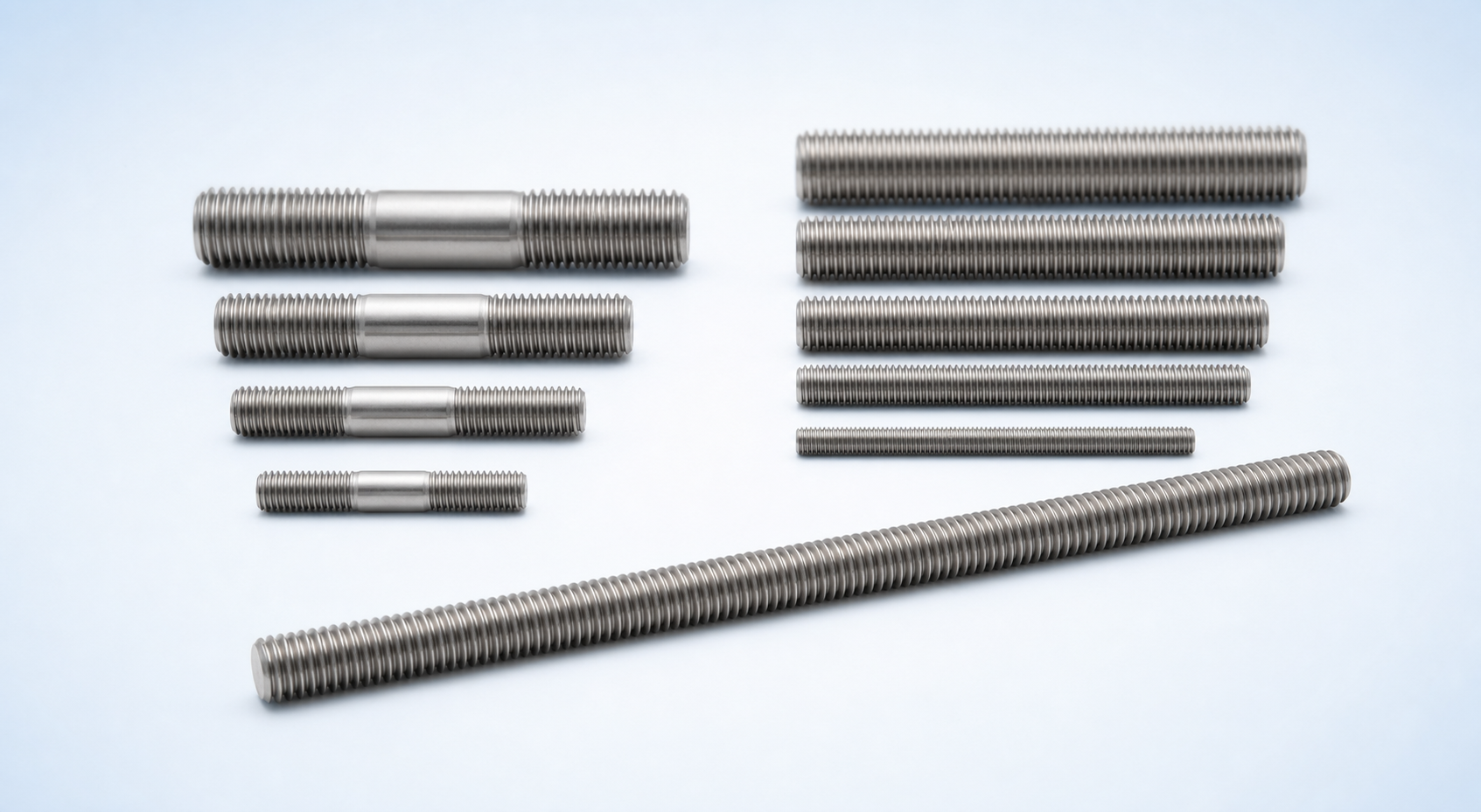 Grade 2 titanium stud bolts and fully threaded rods