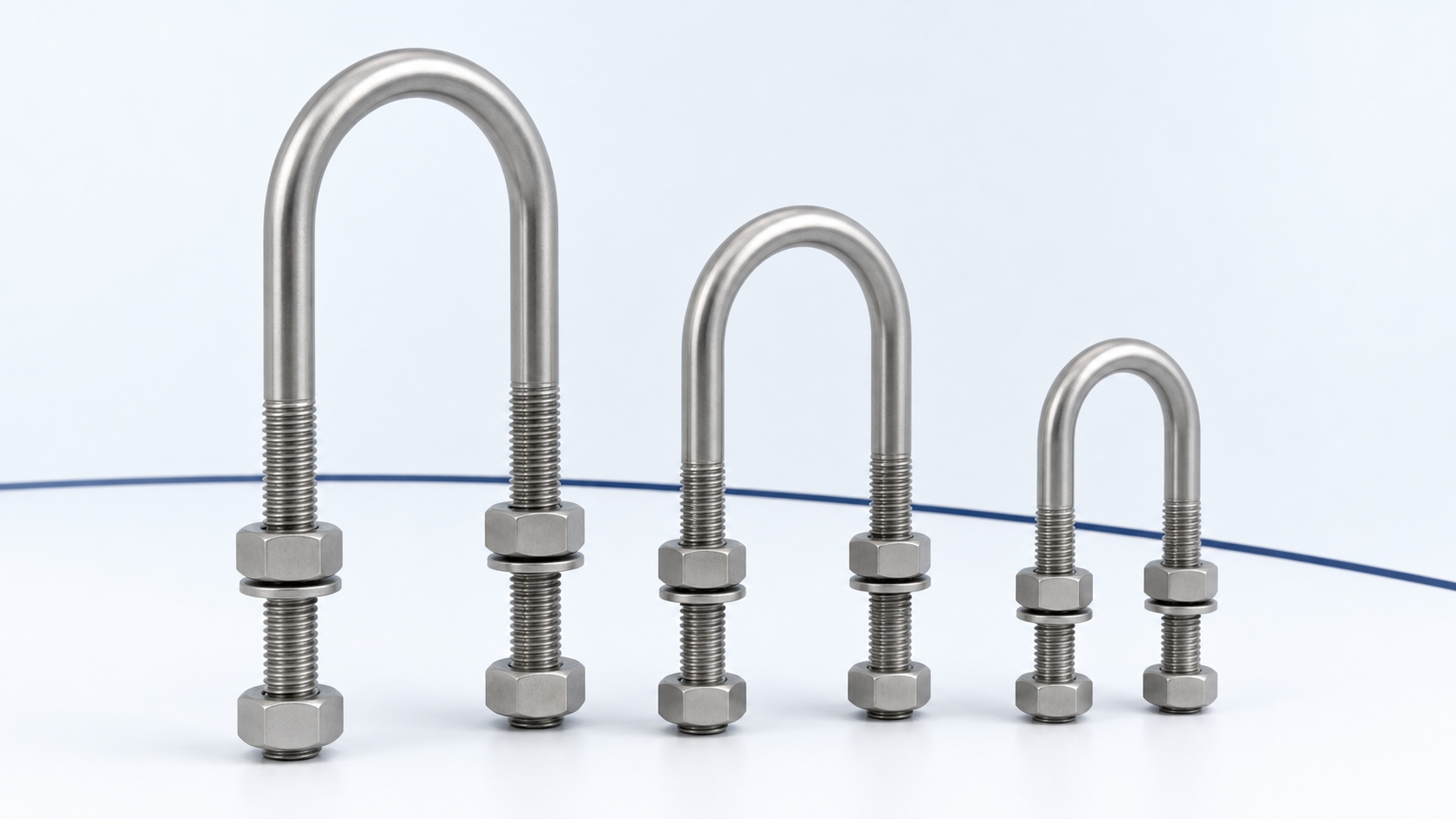 Grade 2 UNS R50400 titanium U-bolts with nuts and washers