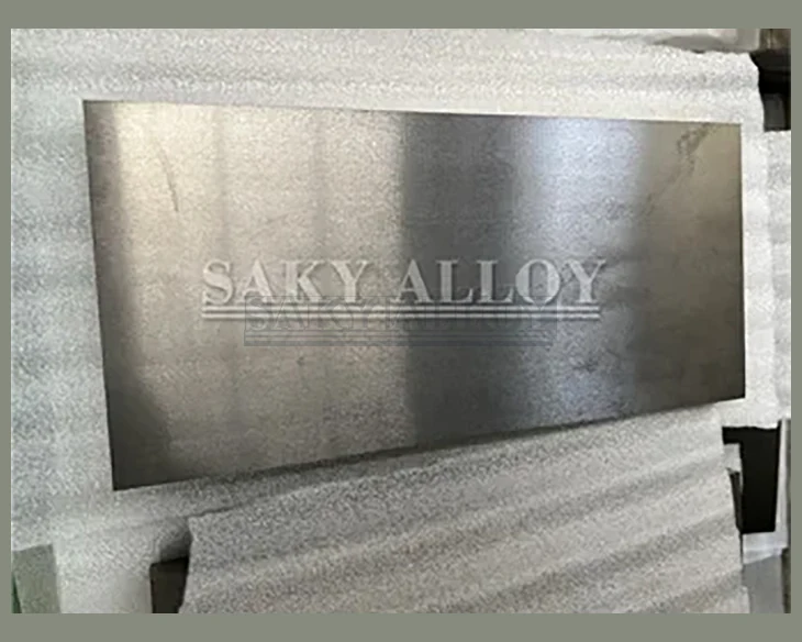 Rectangular titanium block protected with foam sheets