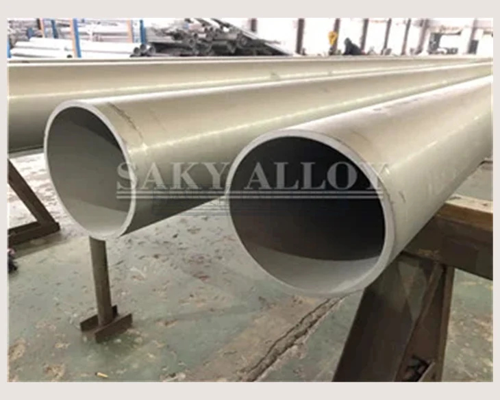 Large-diameter titanium pipes supported for inspection