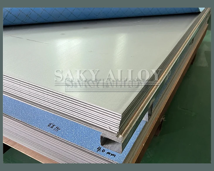 Stacked bright-finished titanium plates with marked edges