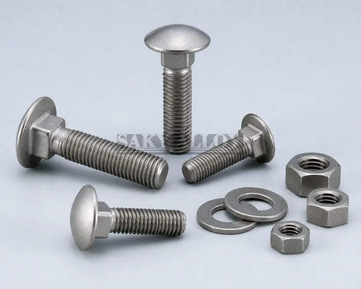 Titanium carriage bolts with round heads and square necks
