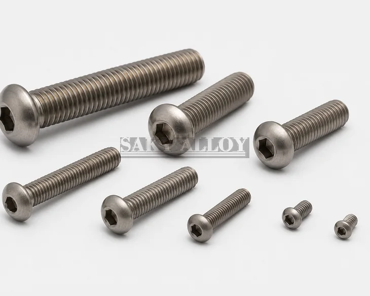 Titanium button head socket screws in multiple sizes