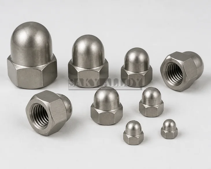 Titanium closed-end cap nuts in multiple sizes