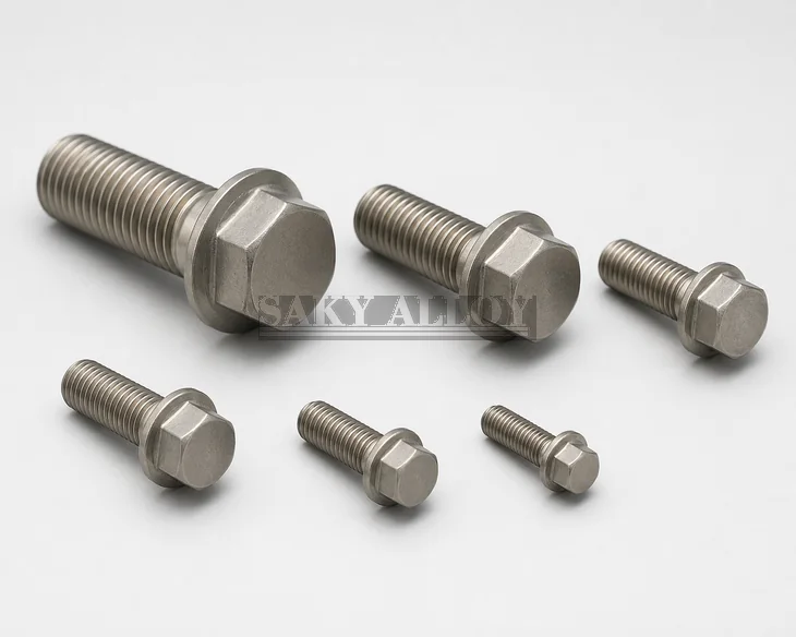 Titanium hex flange bolts with integral bearing flanges