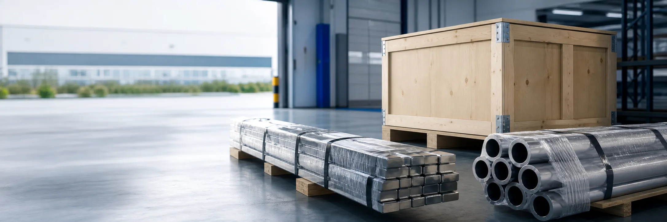 Packaged titanium bars, plate and tubes prepared for international delivery