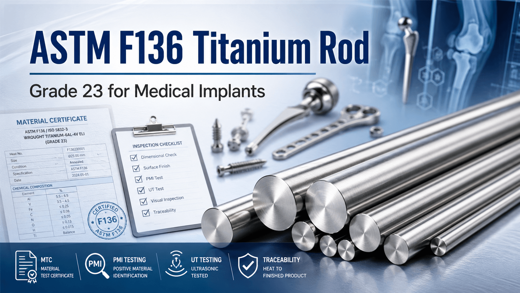 ASTM F136 Titanium Rod for Medical Implants: Grade 23 Overview